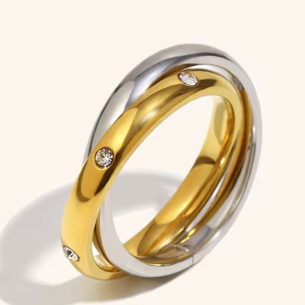 18k Gold And Silver Plated Interlocking Rings - image 1